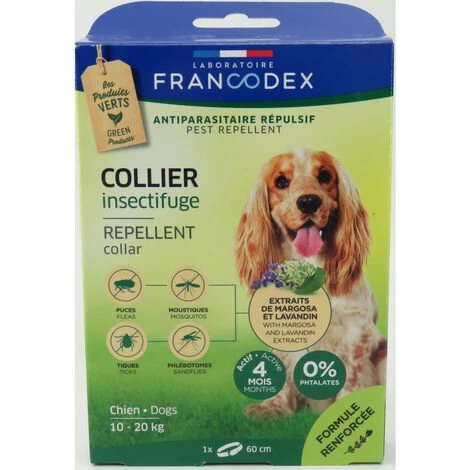 Collier Insectifuge Pour Chiens De 10 Kg à 20 Kg 60 Cm - Francodex 1 Collier Insectifuge Pour Chiens De 10 Kg à 20 Kg 60 Cm - Francodex