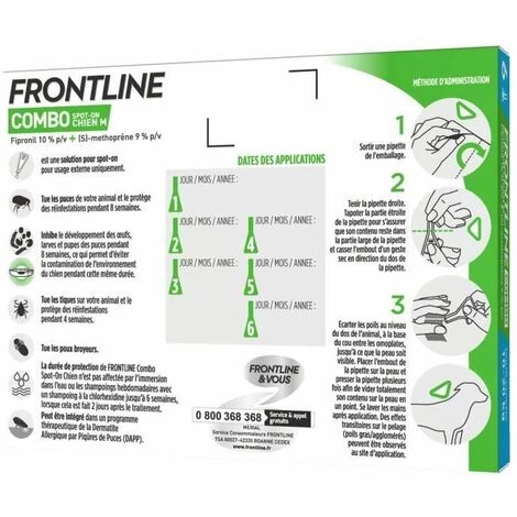 MERIAL Frontline Combo Chien 10/20 Kg Boite De 6 Pipettes Anti-puces Et Tiques 5 MERIAL Frontline Combo Chien 10/20 Kg Boite De 6 Pipettes Anti-puces Et Tiques – Image 5