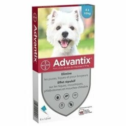 ADVANTIX 6 Pipettes Antiparasitaires - Pour Petit Chien De 4 A 10kg