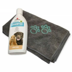 Shampoing Soins De La Peau 300 Ml Et Serviette En Microfibre Pour Chien - Animallparadise