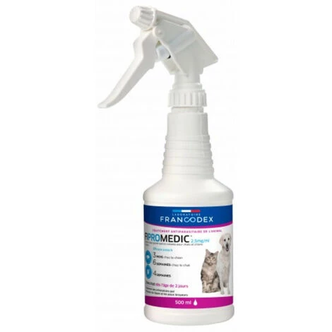 Spray Antiparasitaire Fipromedic 500 Ml Pour Chat Et Chien. - Francodex 2 Spray Antiparasitaire Fipromedic 500 Ml Pour Chat Et Chien. - Francodex – Image 2