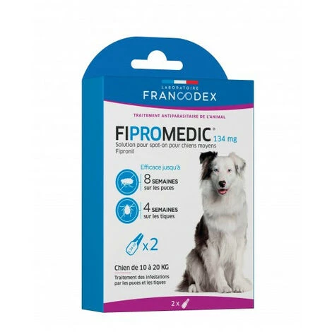2 Pipettes Fipromedic 134 Mg Pour Chiens De 10 Kg à 20 Kg Antiparasitaire - Francodex 1 2 Pipettes Fipromedic 134 Mg Pour Chiens De 10 Kg à 20 Kg Antiparasitaire - Francodex