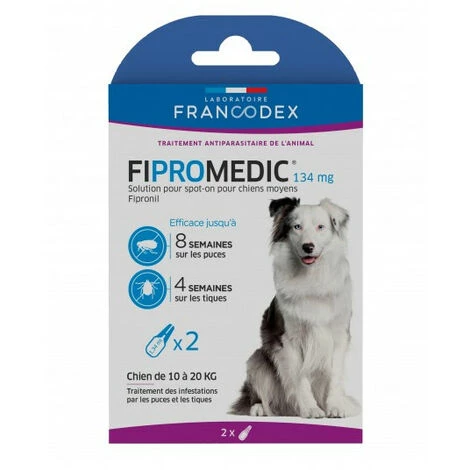 2 Pipettes Fipromedic 134 Mg Pour Chiens De 10 Kg à 20 Kg Antiparasitaire - Francodex 2 2 Pipettes Fipromedic 134 Mg Pour Chiens De 10 Kg à 20 Kg Antiparasitaire - Francodex – Image 2