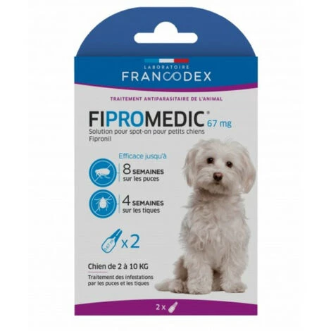 2 Pipettes Fipromedic 67 Mg Pour Petits Chiens De 2 Kg à 10 Kg Antiparasitaire - Francodex 3 2 Pipettes Fipromedic 67 Mg Pour Petits Chiens De 2 Kg à 10 Kg Antiparasitaire - Francodex – Image 3
