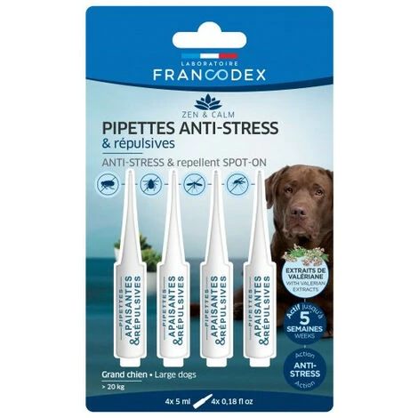 Pipettes Anti-Stress Et Répulsives Pour Grands Chiens De Plus De 20 Kg. - Francodex 1 Pipettes Anti-Stress Et Répulsives Pour Grands Chiens De Plus De 20 Kg. - Francodex