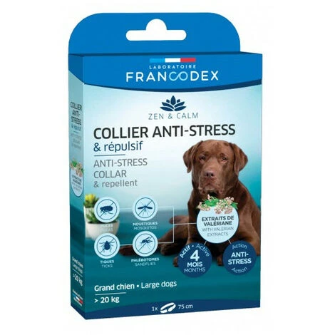 Collier Anti-Stress Et Répulsif Pour Grands Chiens De Plus De 20 Kg - Francodex 1 Collier Anti-Stress Et Répulsif Pour Grands Chiens De Plus De 20 Kg - Francodex