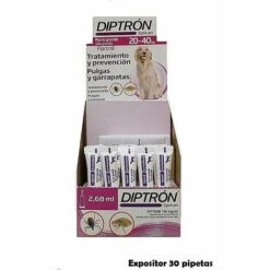 DIPTRON Exposant Antip-parasite Pipettes Dipstron Pour Les Gros Chiens 20-40 Kg Anti-puces Et Tiques - 30 Pipettes