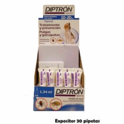 Exposant Antip-parasite Pipettes Diptron Pour Chiens Moyens 10-20 Kg Anti-puces Et Tiques - 30 Pipettes