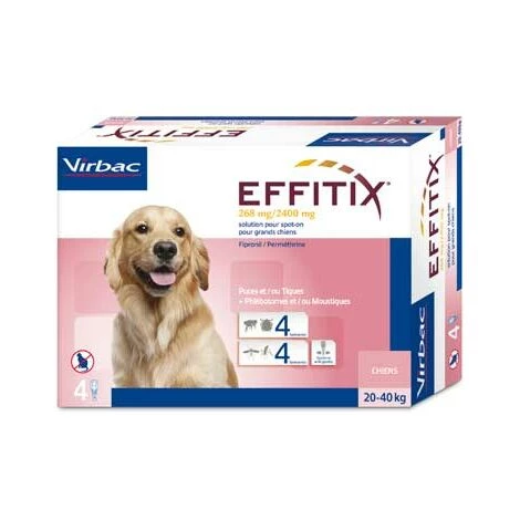 VIRBAC Pipettes Effitix L Pour Les Gros Chiens (20 š 40 Kg) Anti-parasites, Puces, Tiques Et Volants - Boîte 4 Pipettes 1 VIRBAC Pipettes Effitix L Pour Les Gros Chiens (20 š 40 Kg) Anti-parasites, Puces, Tiques Et Volants - Boîte 4 Pipettes
