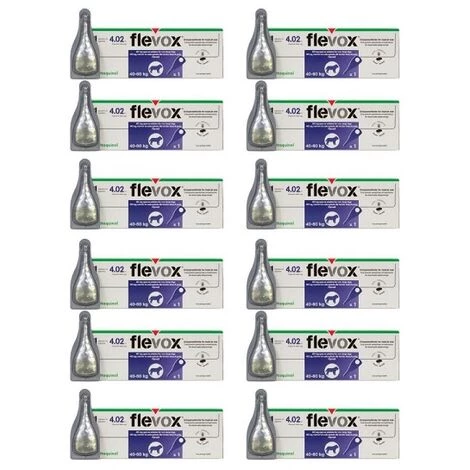 Pipettes Flevox Pour Chiens 40-60 Kg Anti-puces Et Tiques 12 Pipettes 1 Pipettes Flevox Pour Chiens 40-60 Kg Anti-puces Et Tiques 12 Pipettes