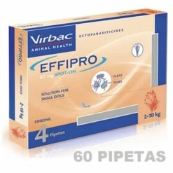 VIRBAC Effipro Spot Sur 60 Pipettes Antiparasitaires De 67 Mg Pour Petits Chiens