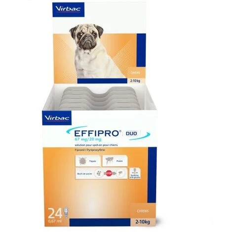 VIRBAC Effipro Spot Sur 24 Pipettes Antiparasitique 67 Mg Pour Petits Chiens 1 VIRBAC Effipro Spot Sur 24 Pipettes Antiparasitique 67 Mg Pour Petits Chiens