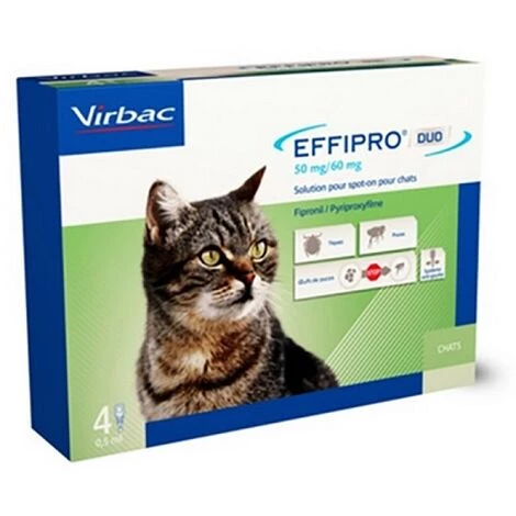 VIRBAC Effipro Duo Spot Sur 4 Pipettes Pour Chats 1 VIRBAC Effipro Duo Spot Sur 4 Pipettes Pour Chats