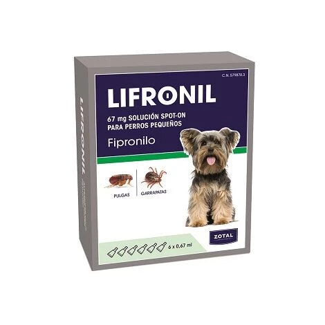 ZOTAL Lifronyl Pipettes Anti-puces Pour Petits Chiens (<10 Kg) 6 Pipettes 67 Mg 1 ZOTAL Lifronyl Pipettes Anti-puces Pour Petits Chiens (<10 Kg) 6 Pipettes 67 Mg