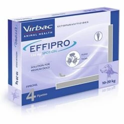 VIRBAC Effipro Spot Sur 4 Pipettes Antisarasitiques De 134 Mg Pour Chiens Moyens