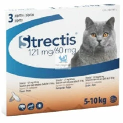 Pipettes Antiparasitaires CEVA Strectis Cat 5-10 Kg, FIPRONIL 121 Mg / (s) Meprene 60 Mg, Boîte 3 Pipettes