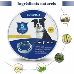 LONGZIMING Collier Antipuces Et Anti-tiques Pour Chiens, Traitement Naturel Et Jusqu’à 8 Mois De Prévention Contre Les Puces Et Les Tiques Pour Chiens, Taille Ajustable De 62, Résistant à L’Eau -Anti-puces, anti-parasitaires et soins pour chien Soldes 56762263 3