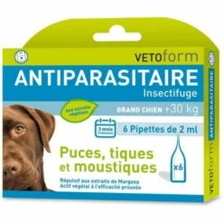Vetoform - Antiparasitaire Insectifuge Grand Chien - 6 Pipettes