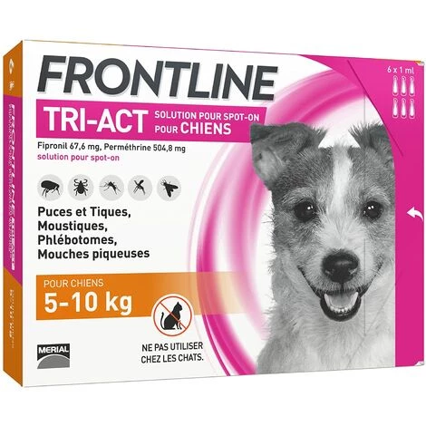 FRONTLINE TRI-ACT Chien - Anti-puces Et Anti-tiques Pour Chien - 6 Pipettes 1 FRONTLINE TRI-ACT Chien - Anti-puces Et Anti-tiques Pour Chien - 6 Pipettes