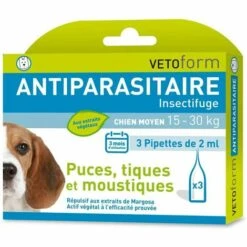 Vetoform - Antiparasitaire Insectifuge Chien Moyen - 3 Pipettes