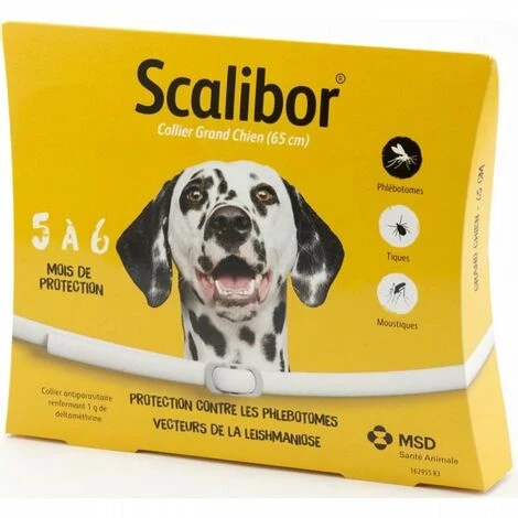 SCALIBOR Collier Antiparasitaire - 65 Cm - Pour Grand Chien 1 SCALIBOR Collier Antiparasitaire - 65 Cm - Pour Grand Chien