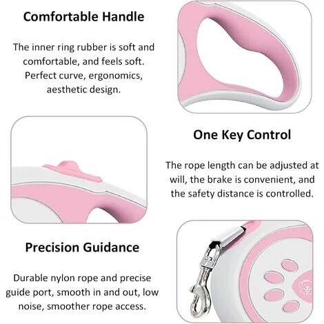 HEGUYEY Chien Enrouleur 5m, Corde De Traction Télescopique Avec Poignée Antidérapante En Caoutchouc Souple, Pour Chiens De Petite Et Moyenne Taille, Jusqu'à 40 Kg 3 HEGUYEY Chien Enrouleur 5m, Corde De Traction Télescopique Avec Poignée Antidérapante En Caoutchouc Souple, Pour Chiens De Petite Et Moyenne Taille, Jusqu'à 40 Kg – Image 3