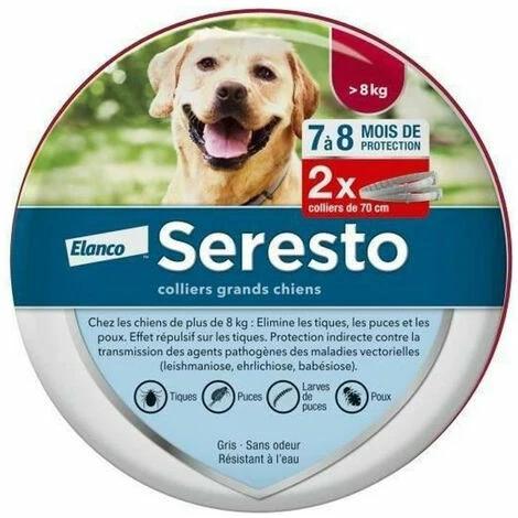 OUSUDELA Seresto Chien – Colliers Anti-Puces Et Anti-Tiques Pour Grands Chiens – Plus De 8 Kg – 2 Colliers 1 OUSUDELA Seresto Chien – Colliers Anti-Puces Et Anti-Tiques Pour Grands Chiens – Plus De 8 Kg – 2 Colliers