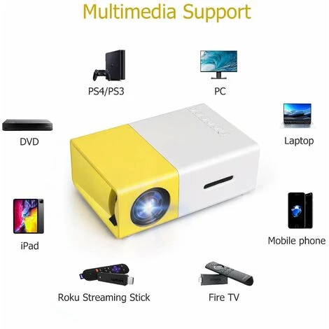 LIFCAUSAL Mini Projecteur, Projecteur De Film Portable, Projecteur Smart Home, Projecteur Soigné Pour IOS, Android, Windows, PS5, Ordinateur Portable, Clé TV, Compatible Avec HDMI, USB, Audio, Carte TF, AV Et Télécommande (jaune Blanc) Prise UE 2 LIFCAUSAL Mini Projecteur, Projecteur De Film Portable, Projecteur Smart Home, Projecteur Soigné Pour IOS, Android, Windows, PS5, Ordinateur Portable, Clé TV, Compatible Avec HDMI, USB, Audio, Carte TF, AV Et Télécommande (jaune Blanc) Prise UE – Image 2