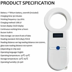 WIAN Scanner Numérique Pour Animaux De Compagnie ISO11784/5 Lecteur D'identification D'animaux Transpondeur à Puce USB Scanner à Puce Portable Pour Chiens Chats Chevaux - Blanc -Anti-puces, anti-parasitaires et soins pour chien Soldes 66019769 3